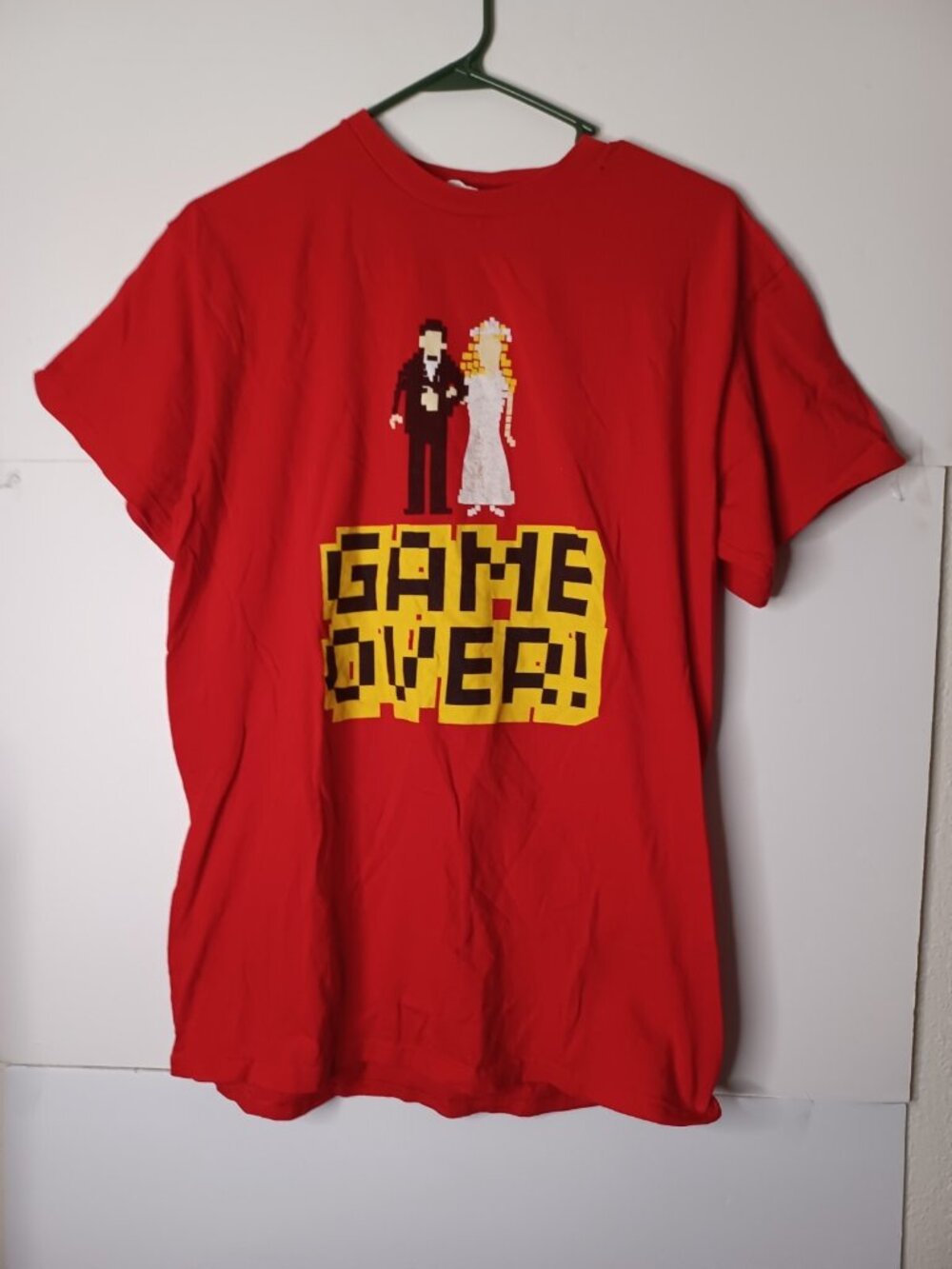Game Over Red M T-Shirt Funny Groom Bride Tee Shirt Bachelor Wedding Gift